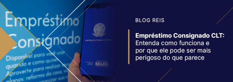 Banner do Blog Reis sobre Empréstimo Consignado CLT, com imagem de uma Carteira de Trabalho Digital. Saiba mais sobre Empréstimo Consignado CL e como ele funciona.